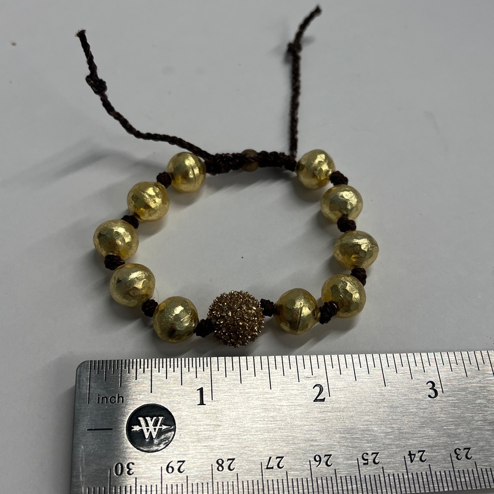 Goldtone Hammered Hematite Macrame Adjustable Bra… - image 4